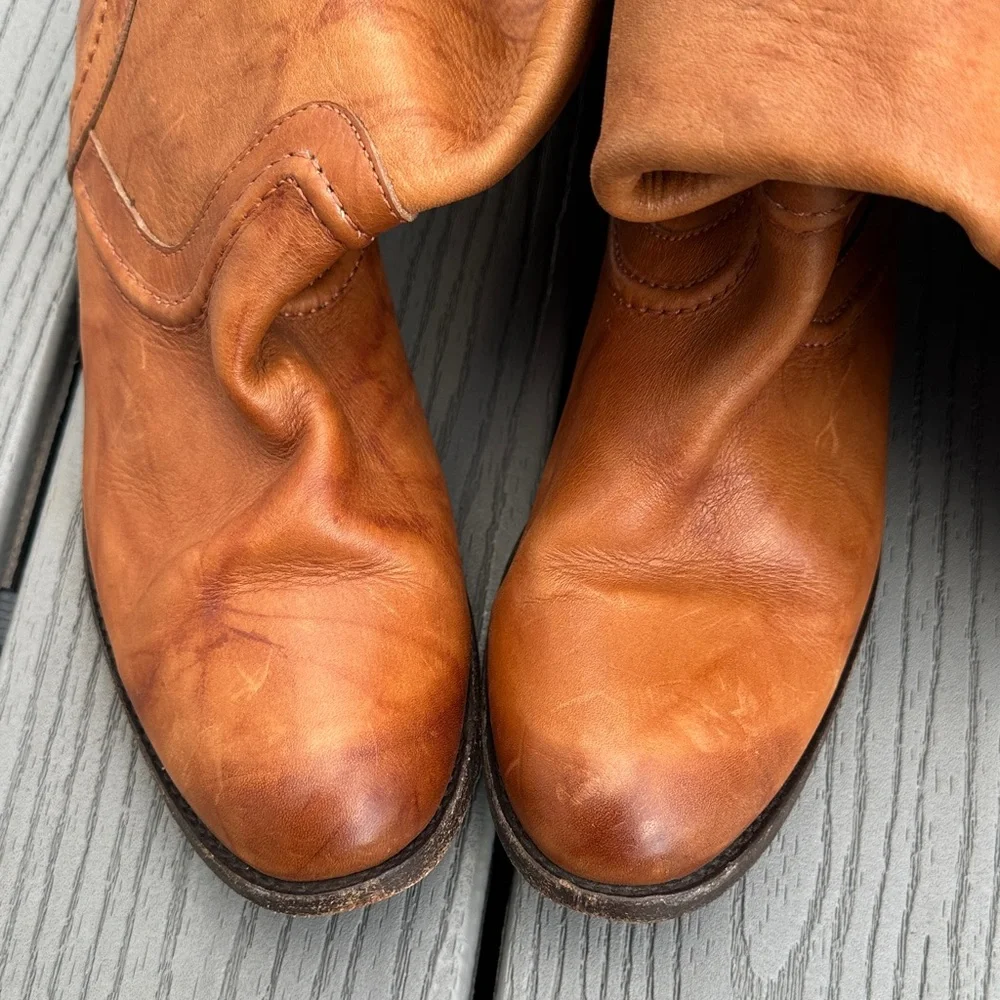 Vintage Frye Melissa Riding Boots Brown Leather Knee-High 76422 - Picture 14 of 16